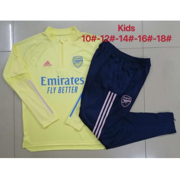 Arsenal Kids Yellow Sweatshirt and Pants Youth Training Kits 2020/21